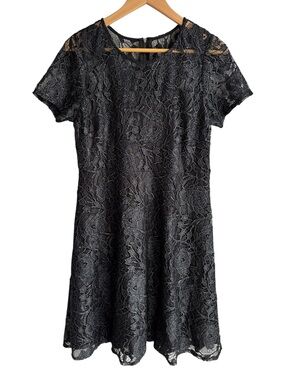 Reitmans Shimmer Lace Overlay Party Dress Sz 10 Black LBD Cocktail Vacation NWT